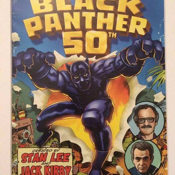Black Panther Art matted Pop Gift Marvel Comics Stan Lee Jack Kirby - Picture 2 of 2